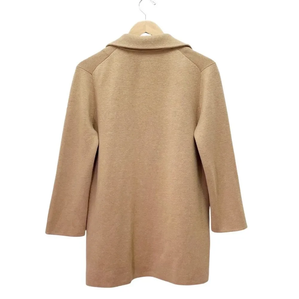 J. Crew Sophie Sweater Blazer Size Small Camel Tan Merino Wool Open Front Jacket